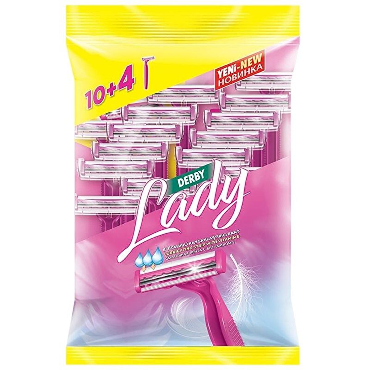 Derby Lady Women's Razors - Smooth Shaving Experience with 2-Bladed Moving Head & E Vitamin Enriched Lubricating Strip