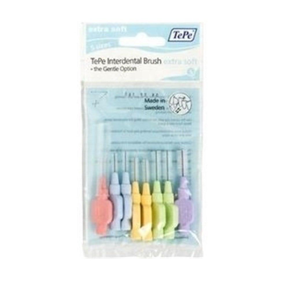TePe Ekstra Soft Interdental Brushes - Extra Soft Bristles for Sensitive Teeth & Gums (8-Piece Variety Pack)