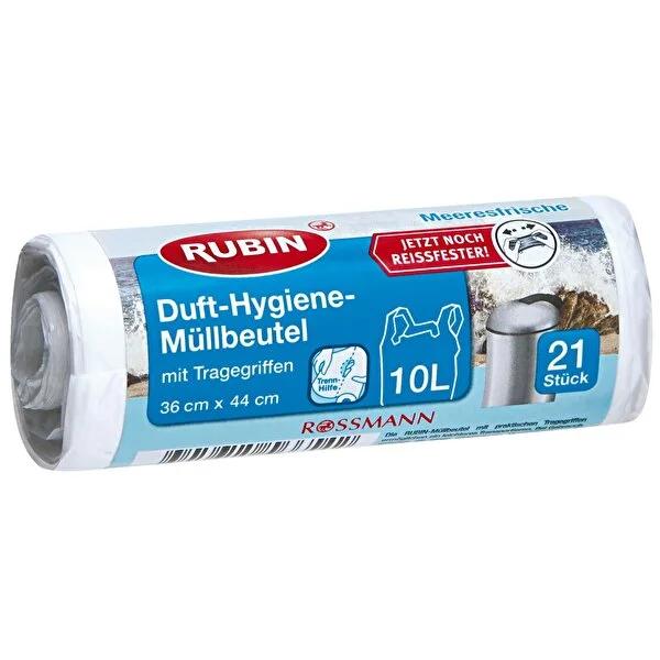 Rubin Trash Bags - Ocean Fresh Scent, Durable & Eco-Friendly, 36x44cm, 21 Count