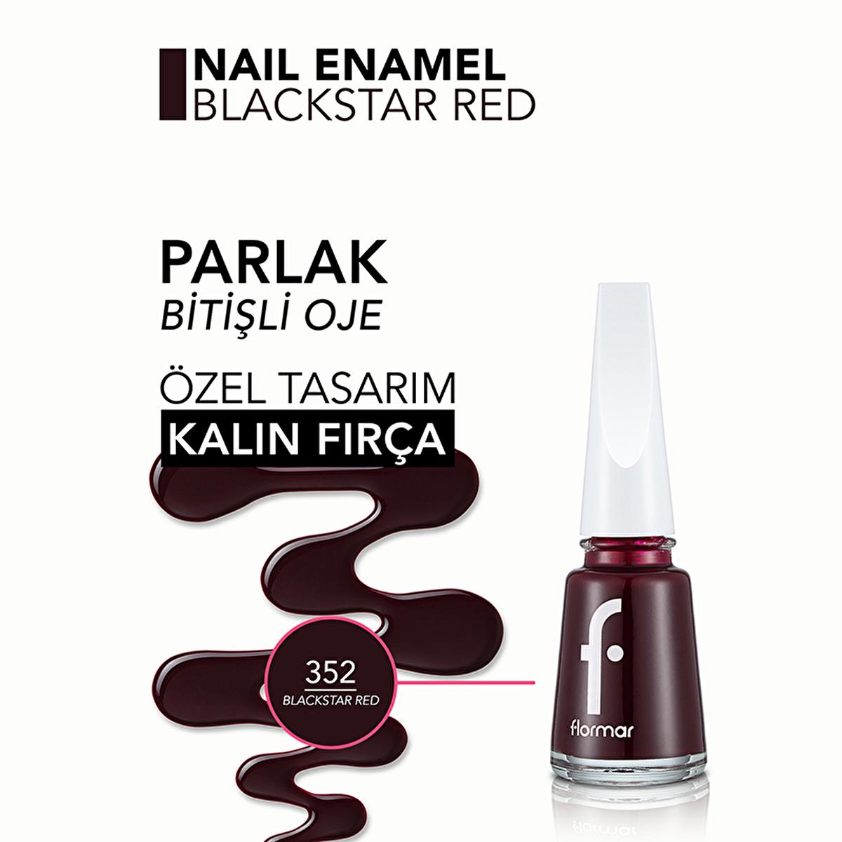 Flormar Blackstar Red Nail Enamel - Long-Lasting, Vibrant Nail Color with Nail Care Benefits