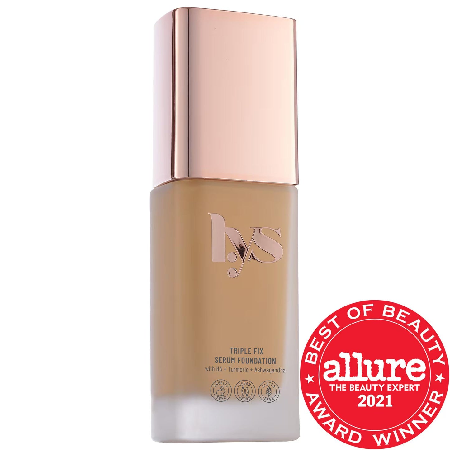 Triple Fix Serum Foundation: Clean Beauty, Radiant Skin - Hyaluronic Acid, Ashwagandha & Turmeric - Vegan, Cruelty-Free - Natural Finish