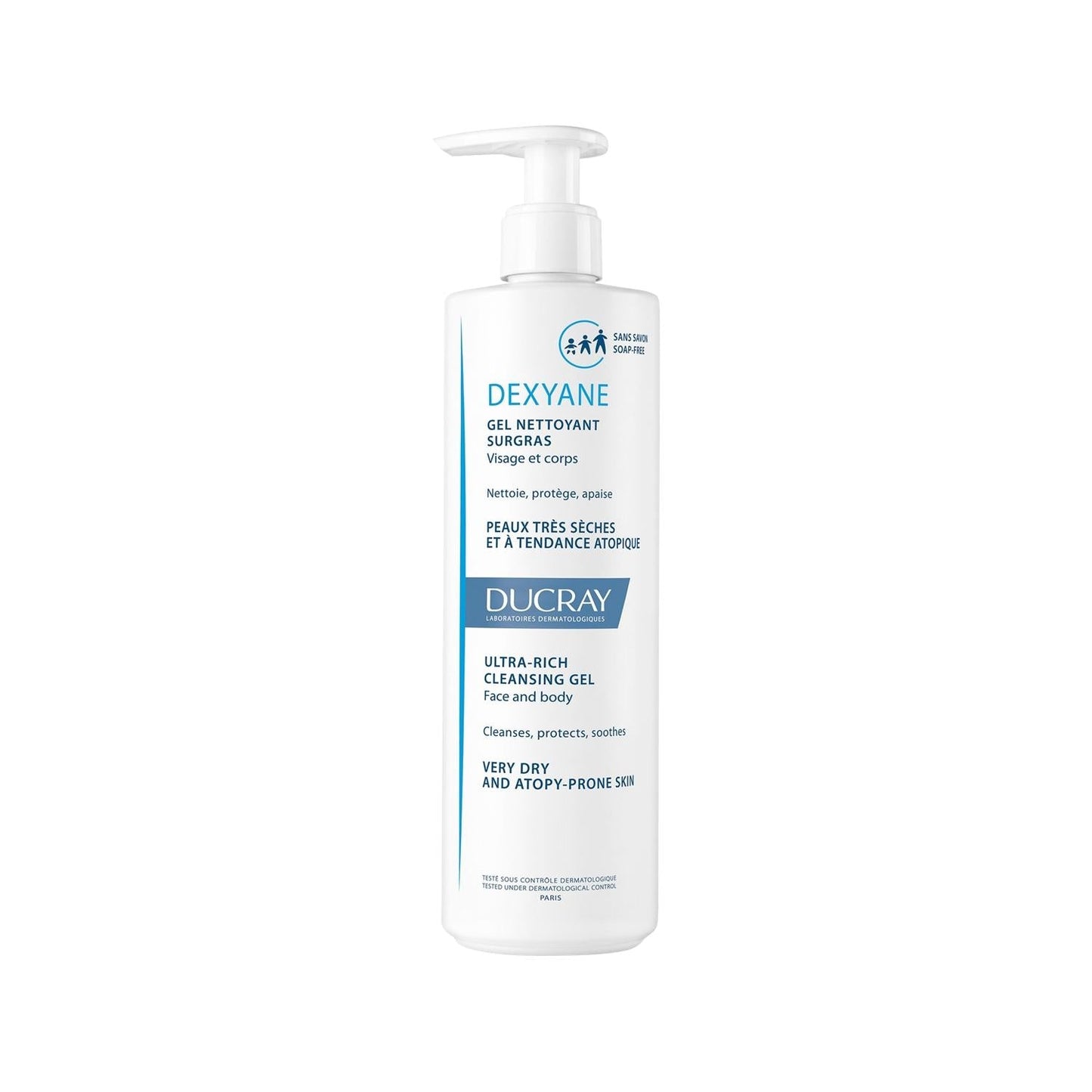 Ducray Dexyane Intense Cleansing Gel 400ml - Gentle, Dermatologically-Tested for Sensitive Skin