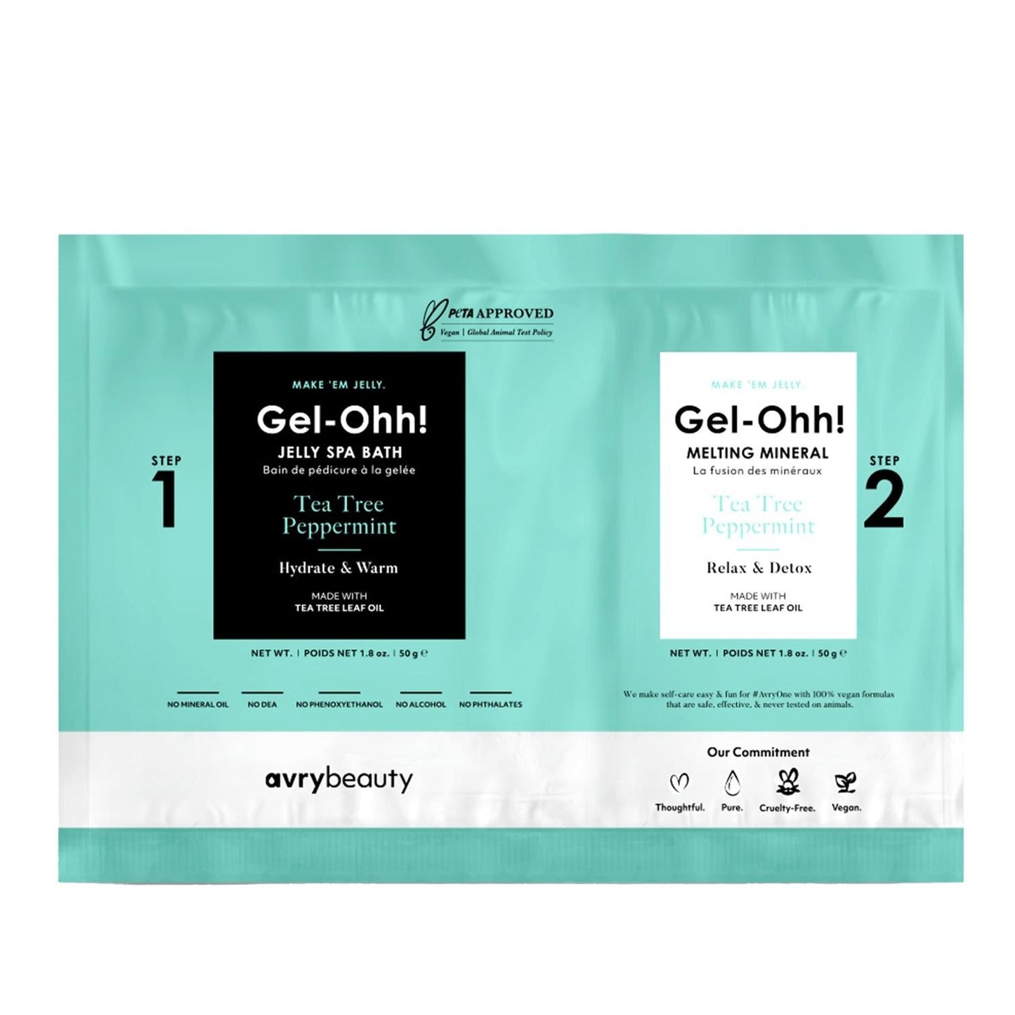 Voesh New York Gel-Ohh. Jelly Spa Pedicure Set Tea Tree Peppermint - Relaxing At-Home Pedicure Experience