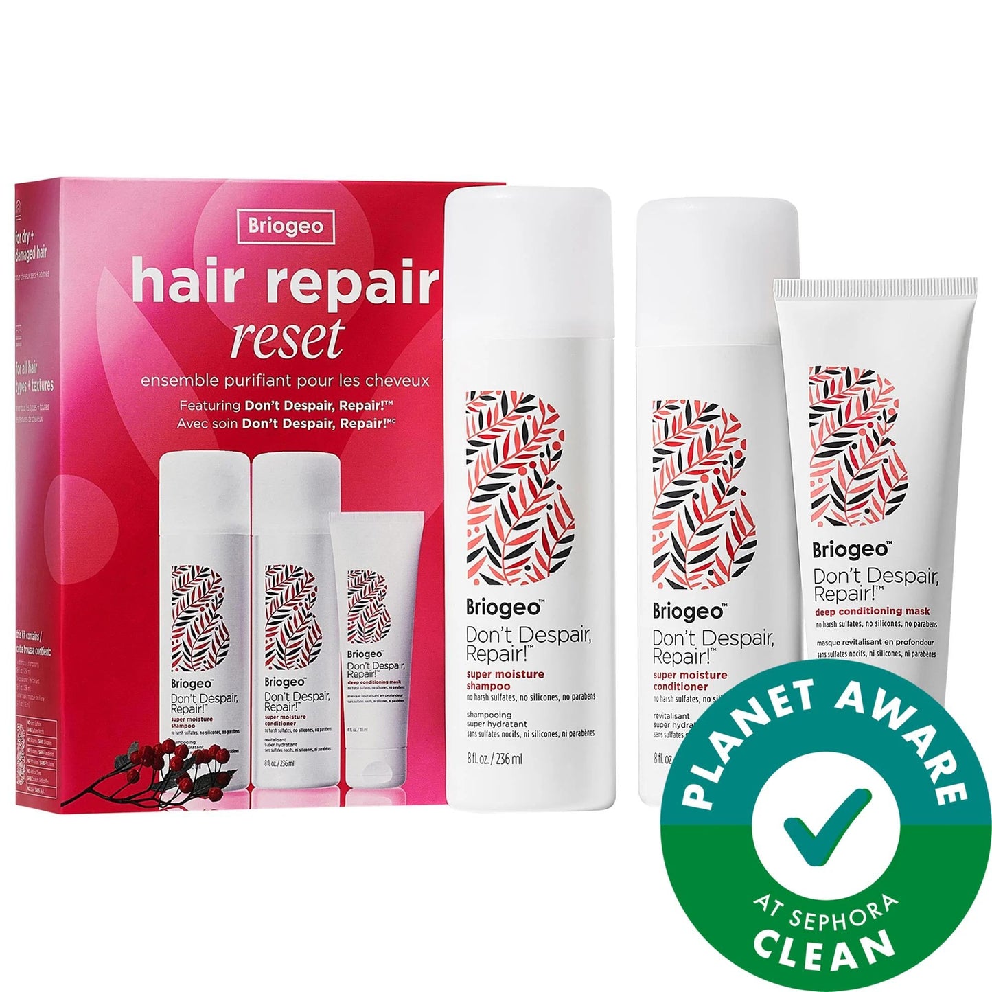 Don't Despair, Repair. Vegan Hair Repair Set - Shampoo, Conditioner & Mask for Damaged Hair