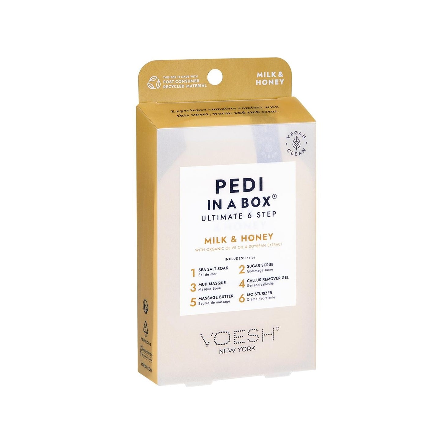 Voesh New York Pedi In A Box Ultimate Pedicure Kit - 6 Step Pedicure Set with Milk & Honey Scent