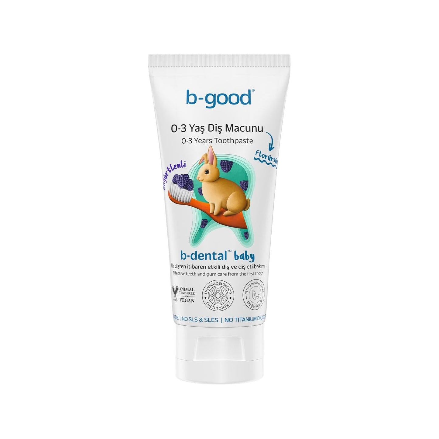b-good Baby Toothpaste, Fluoride-Free Blackberry Flavor for 0-3 Years Old - Natural Oral Care