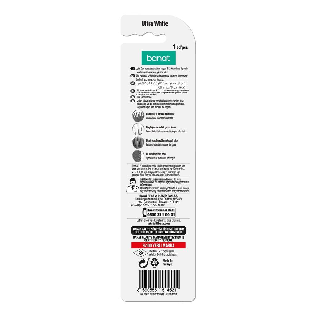 Banat Ultra White Medium Toothbrush for Stain Removal