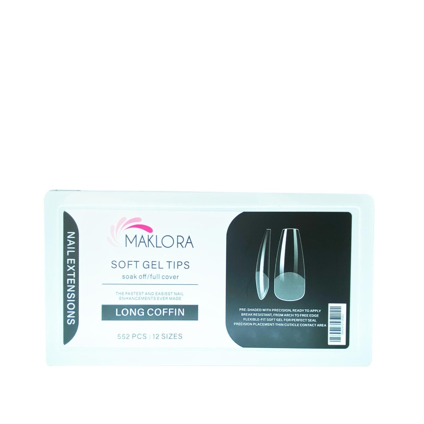 Maklora Soft Gel False Nails - Long Coffin Shape, 552 Pieces, Reusable Nail Tips for Elegant Nail Appearance
