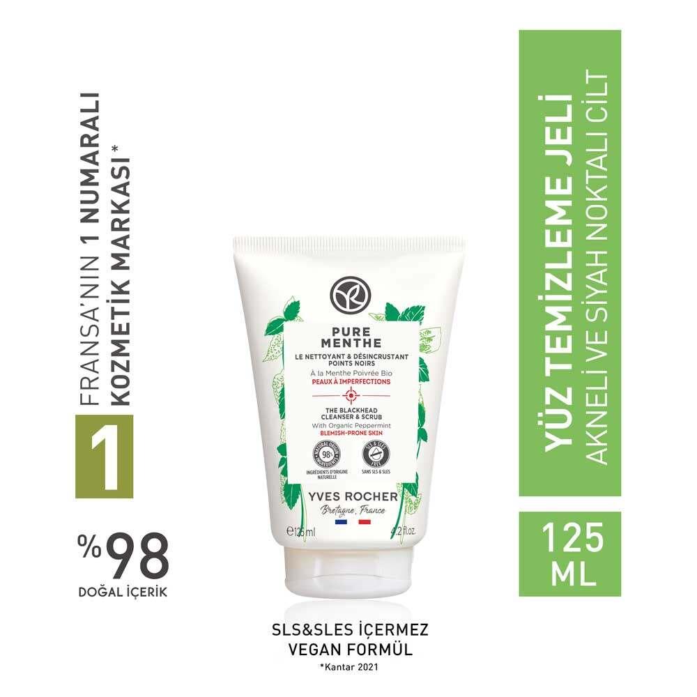 Pure Menthe Facial Cleansing Gel for Acne-Prone Skin - Deep Cleansing, Blackhead Removal, and Refreshing Organic Mint - facial cleansing gel, acne-prone skin care, exfoliating face wash