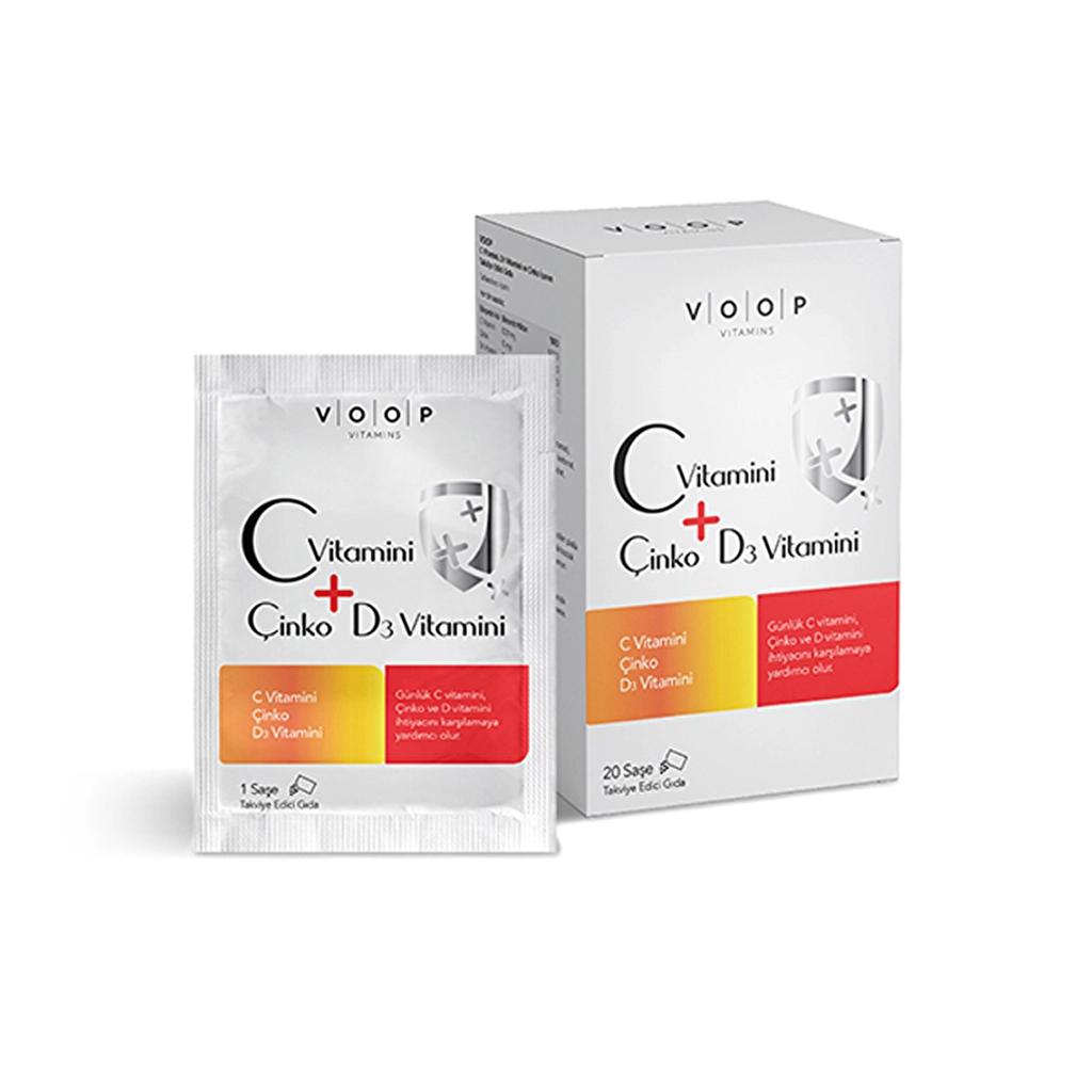 Voop Vitamin C, D3 & Zinc Dietary Supplement 20 Sachets