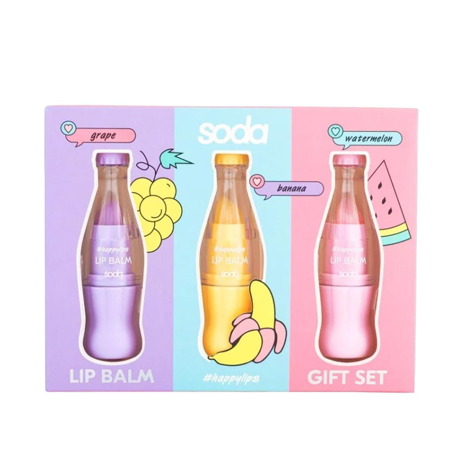 Soda Happy Lips Cosmetic Gift Set - Affordable Lip Care Bundle for Beauty Lovers
