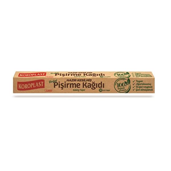 Koroplast Unbleached Biodegradable Baking Paper - 10 Pre-Cut Non-Stick Sheets - Vegan & Oven Safe Baking Parchment Paper, Easy Cleanup