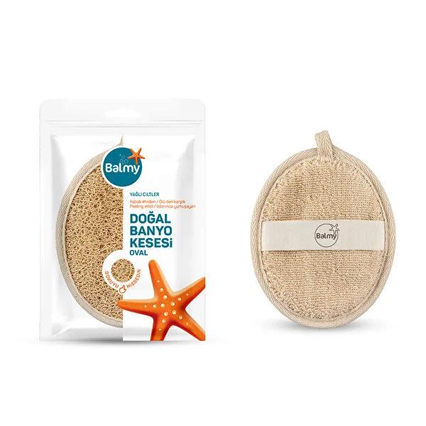 Balmy Natural Exfoliating Bath Glove - 100% Pumpkin Fiber, Double-Sided, for Oily Skin - Organic Skincare, Exfoliating Mitt