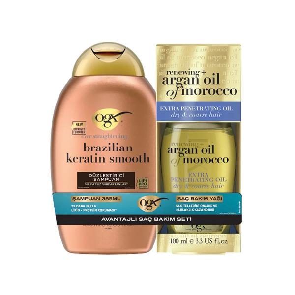 OGX Brazilian Keratin Shampoo & Argan Oil Set