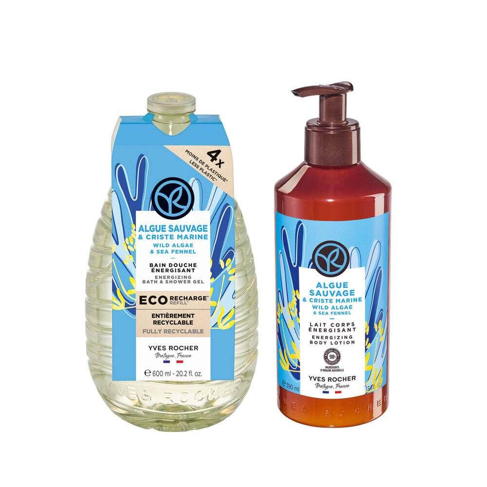 Oceanic Breeze Refill Shower Gel and Body Lotion Set - Eco-Friendly, Moisturizing and Revitalizing Skin Care