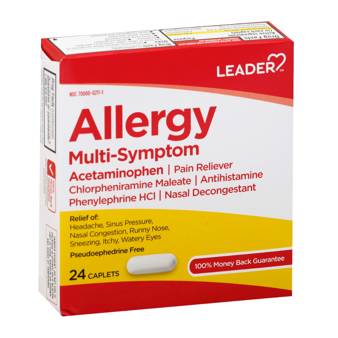 Leader Allergy Multi‑Symptom Relief Capsules (24 ct)