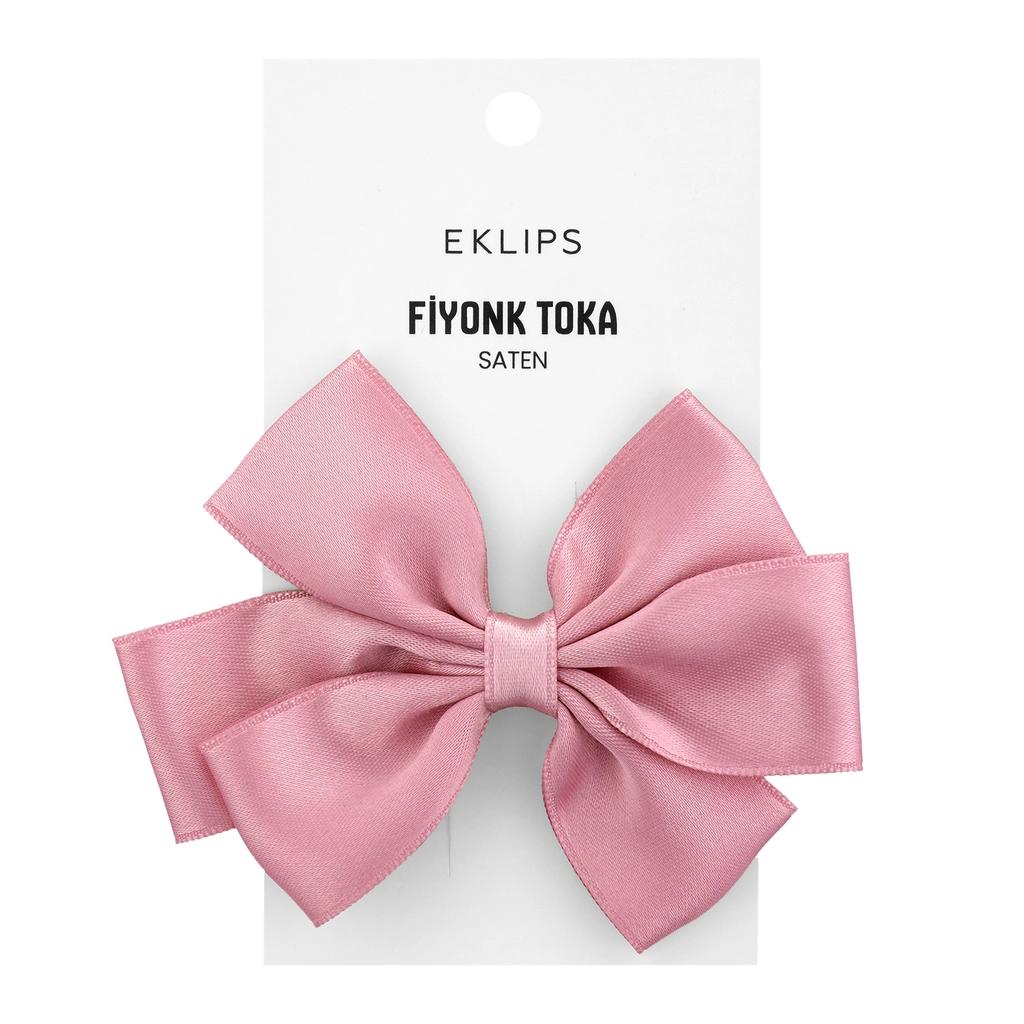 Eklips Satin Bow Ribbon Hair Clip for Elegant Styling, Powder Pink