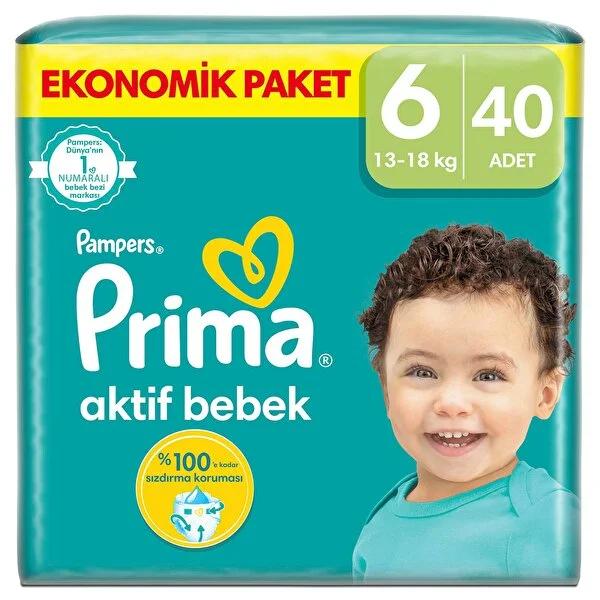 Prima Baby Diapers Size 6, 40 Count - Nighttime Diapers for Comfort and Dryness