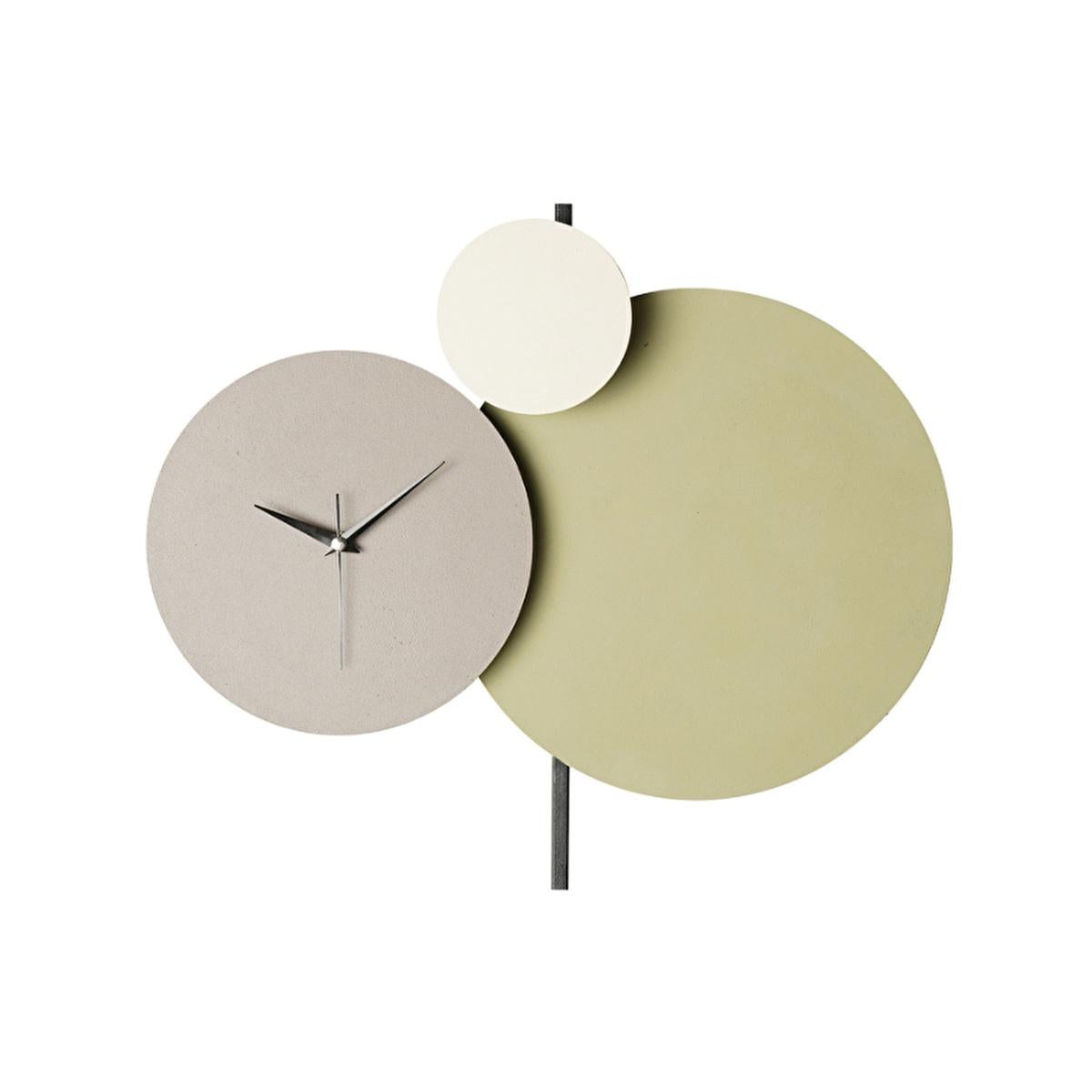 Muyika Handmade Metal Wall Clock - Unique Decorative Silent Sweep Clock for Home and Office (Green-Grey-Cream)