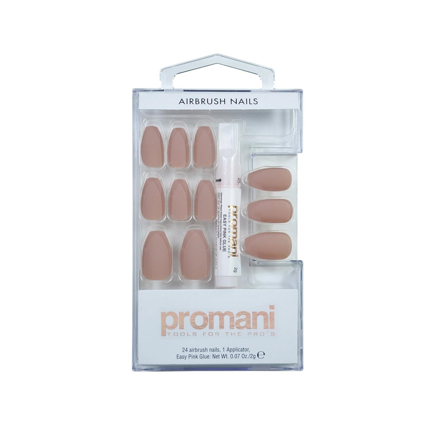 Promani Beige Matte False Nail Kit: Easy Apply, Ready to Wear, Trendy Fake Nails for a Natural, Sophisticated Look