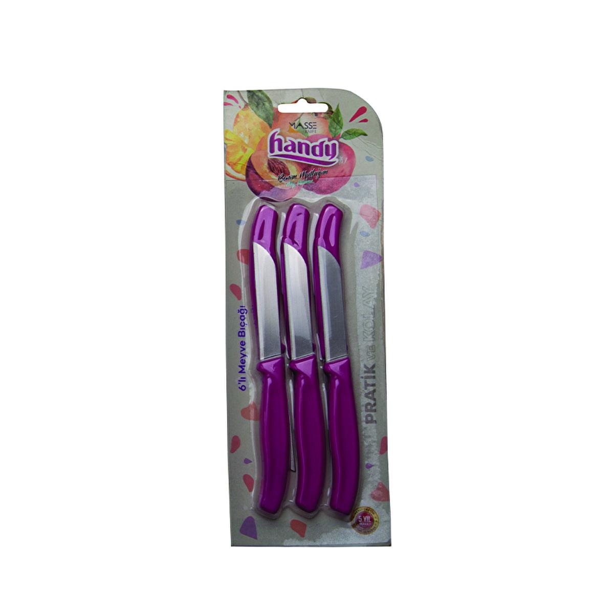 Masse 6-Piece Fuchsia Fruit Knife Set: French Stainless Steel, Dishwasher Safe - Perfect Kitchen Knife Set for Effortless Fruit Slicing