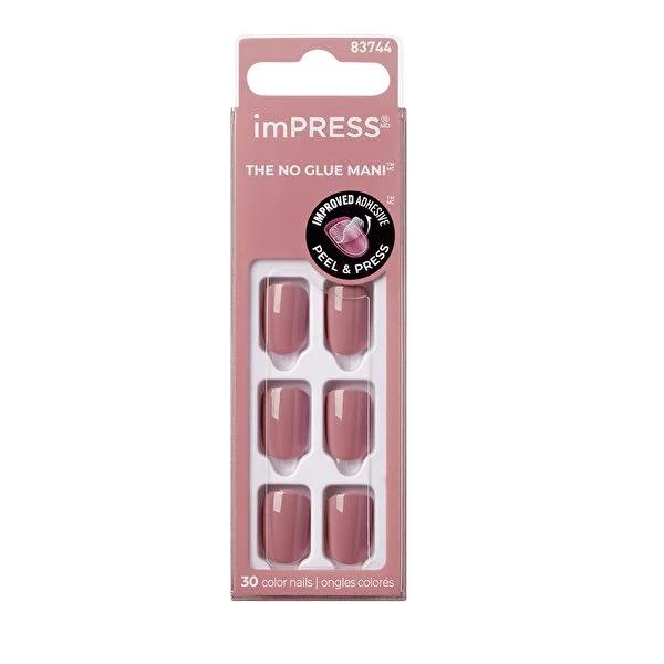 Impress Color Self-Adhesive Press-On Nails - Short Petal Pink, Easy Application, Long-Lasting Beauty Solution
