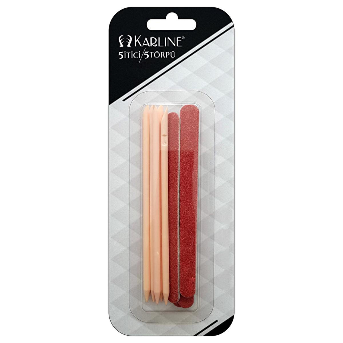 Karline Nail Care Kit - Manicure Tools with 5 Pusher Sticks and 5 Nail Files for DIY Nail Care