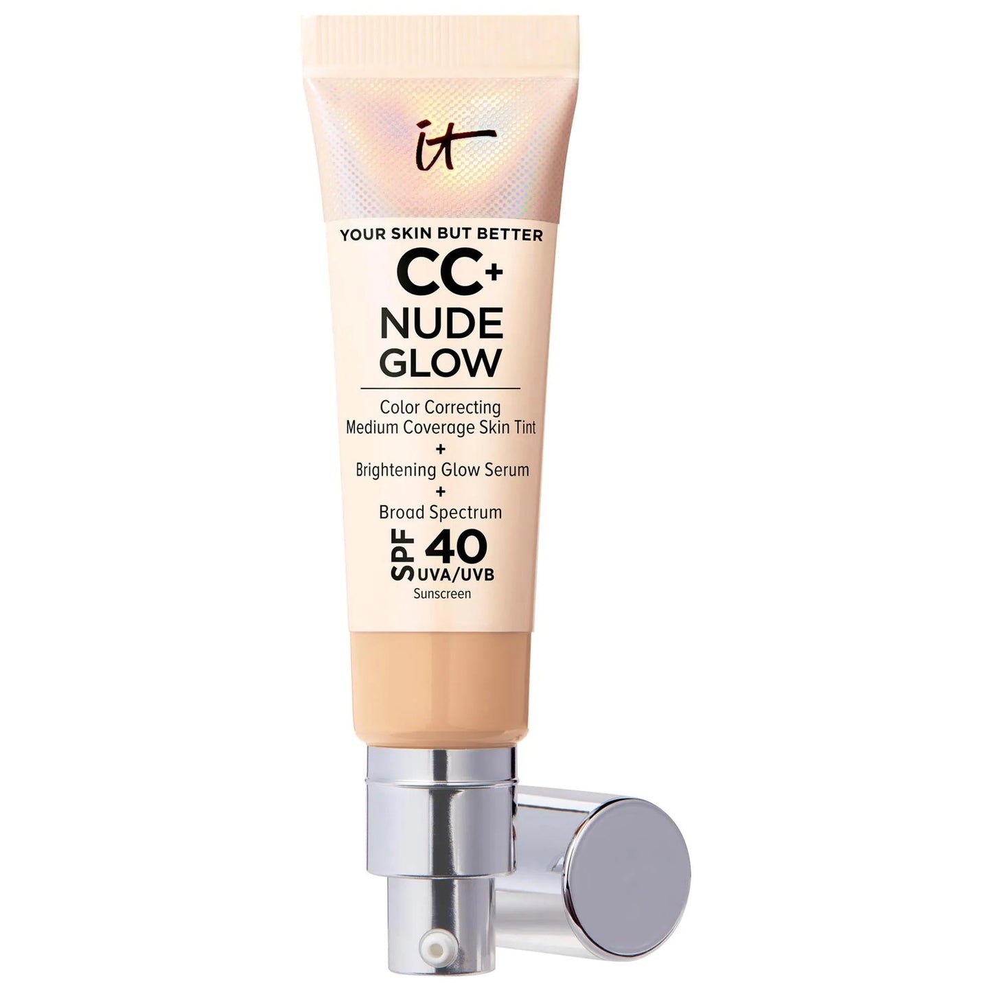 CC+ Nude Glow Lightweight Foundation + Glow Serum with SPF 40 and Niacinamide - Color-Correcting, Brightening Makeup