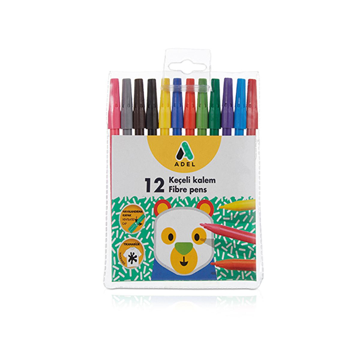 Adel Fabric Marker 12 Colors - Washable Textile Art Supplies for Crafting, DIY & Kids' Art Projects