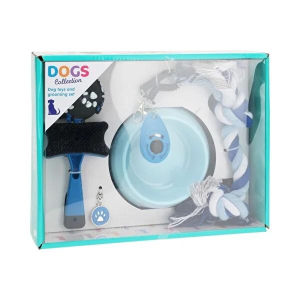 KPM Dog Play and Grooming Set - 6 Piece Kit: Toys, Fur Brush, Training Clicker & More - Keep Your Pup Happy & Healthy.