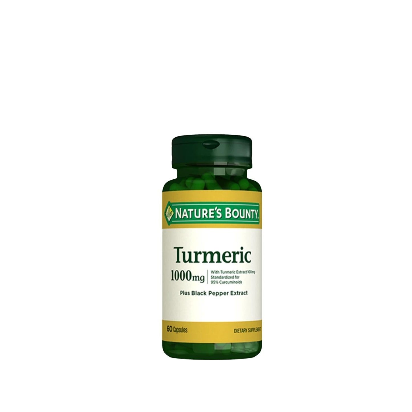Nature's Bounty Turmeric 1000mg with Black Pepper Extract: Enhanced Absorption, Natural Anti-Inflammatory & Joint Support - 60 Gluten-Free Capsules