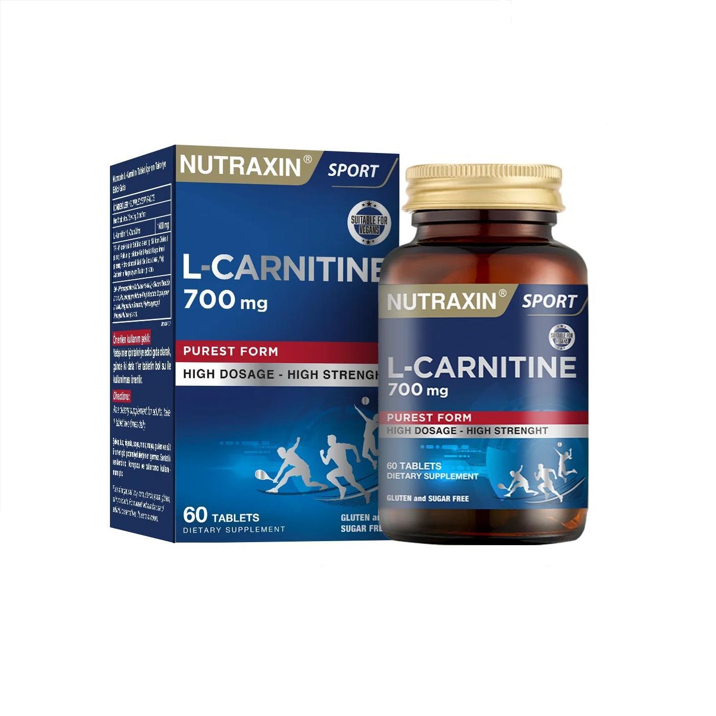 Nutraxin L-Carnitine 700 mg Dietary Supplement - 60 Capsules