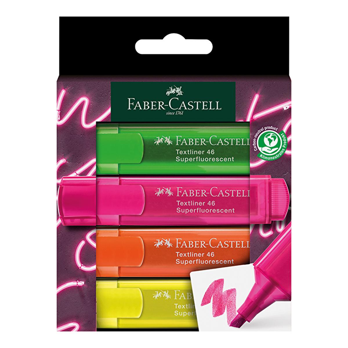 Faber Castell GenZ Highlighter Pens - Water Based Chisel Tip Highlighters for Students & Office - Vibrant, Transparent Body, 4-Piece Set