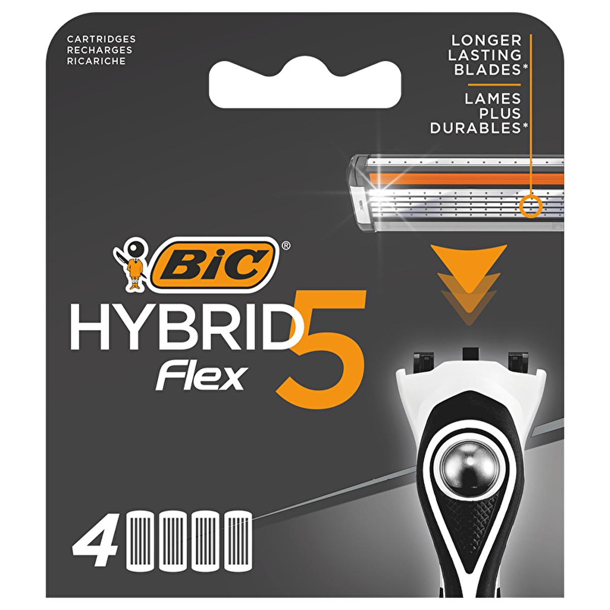 BIC Flex5 Hybrid 5 Blade Men's Shaving Razor with 4 Replacement Cartridges - Close Shave, Comfortable Shaving Experience