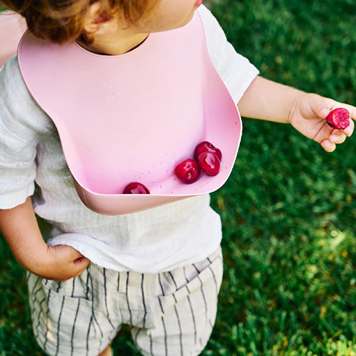 OiOi Basics Silicone Baby Bib - Food Grade, Easy Clean, and Durable for Mealtime Protection