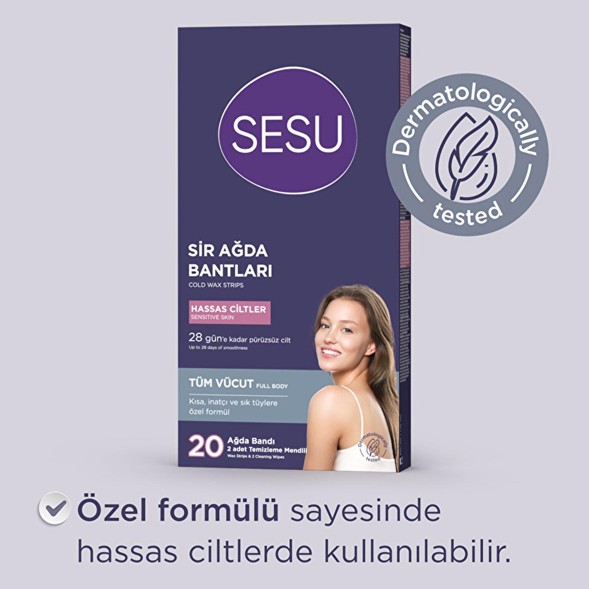 Sesu Sensitive Skin Wax Strips - Easy Hair Removal for Short Hair, Sugar-Free Formula