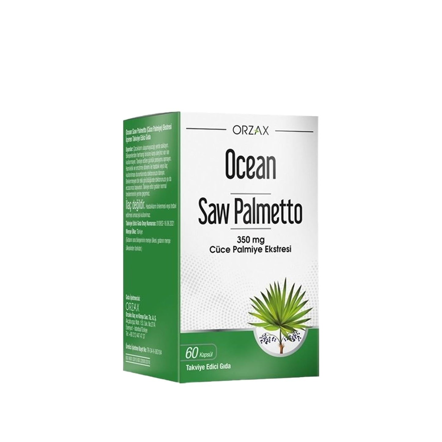 Ocean Saw Palmetto 350mg - Prostate Health Support Supplement for Men - 60 Capsules