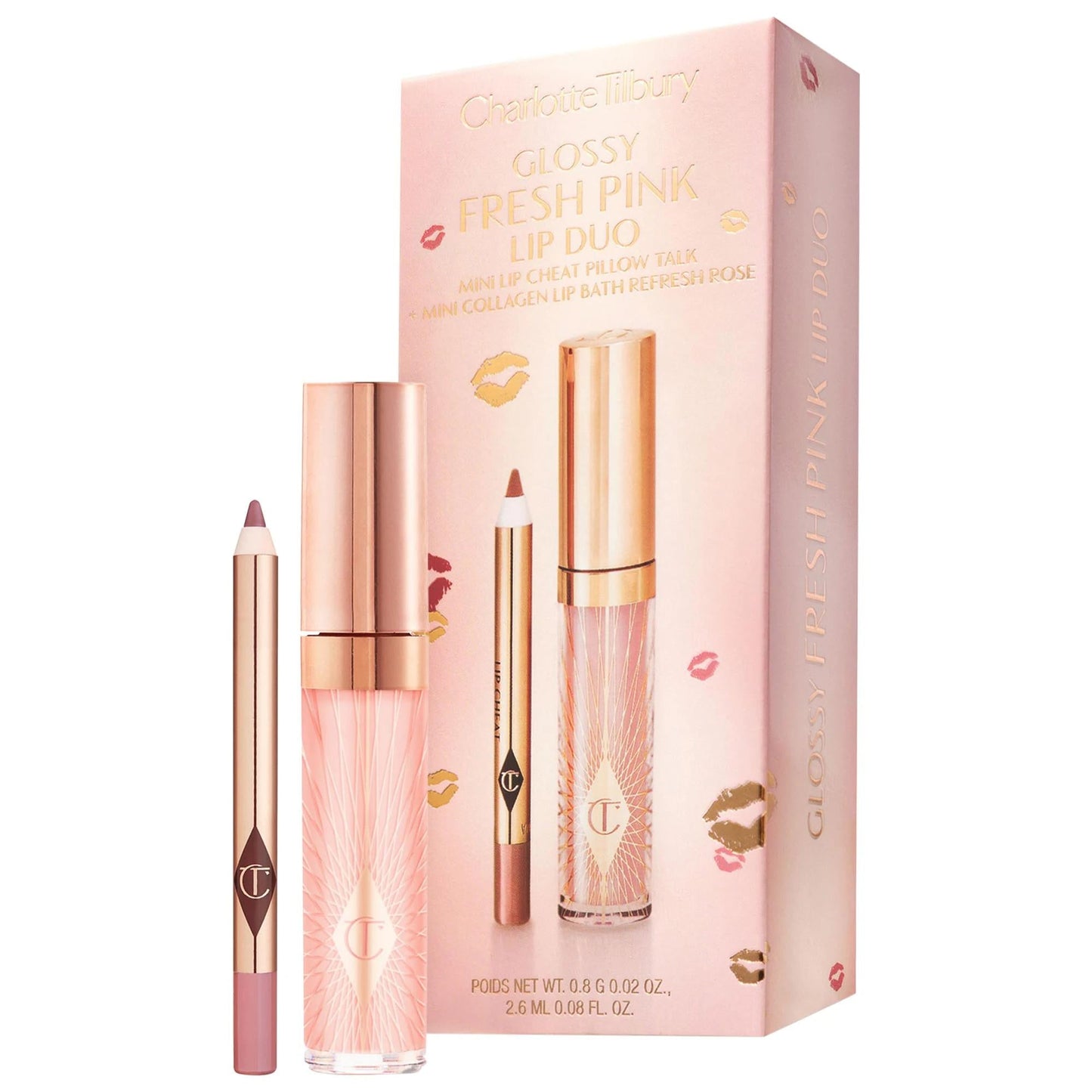 Charlotte Tilbury Mini Lip Gloss + Lip Liner Set: Iconic Nude & Pillow Talk - Fuller Lips, High-Shine, Non-Sticky, Cruelty-Free