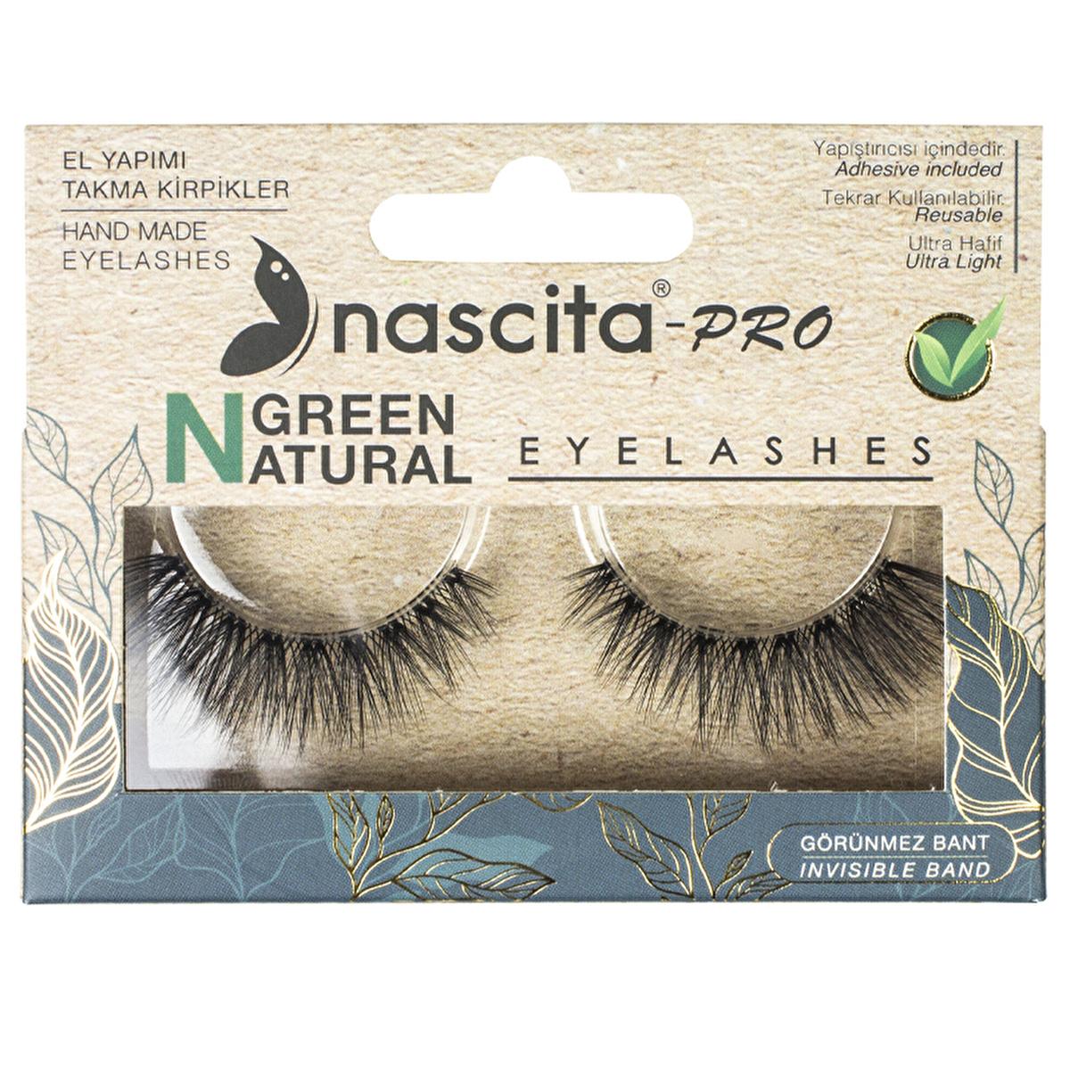 Nascita Natural Green Vegan False Eyelashes 112 - Handmade 3D Lashes for Enhanced Eye Definition