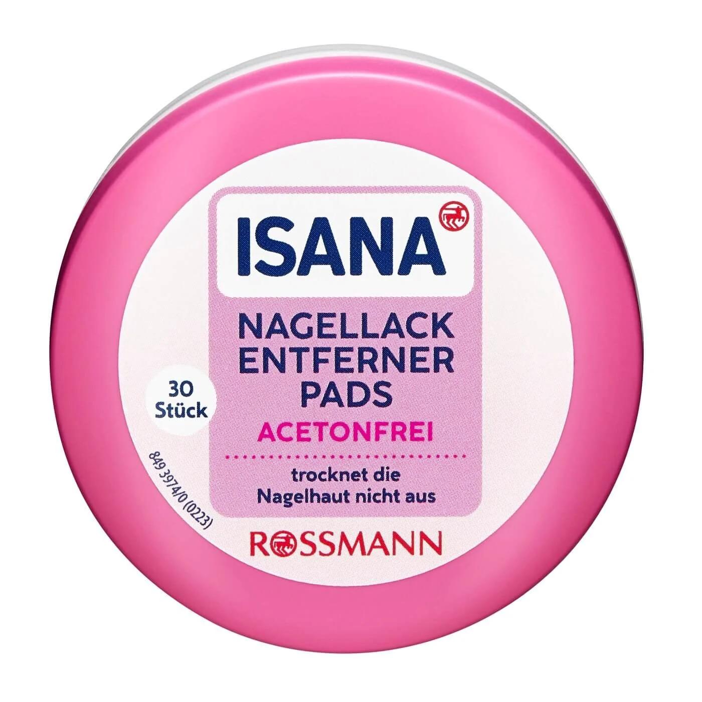 Isana Acetone-Free Nail Polish Remover Pads for Travel 30 Count
