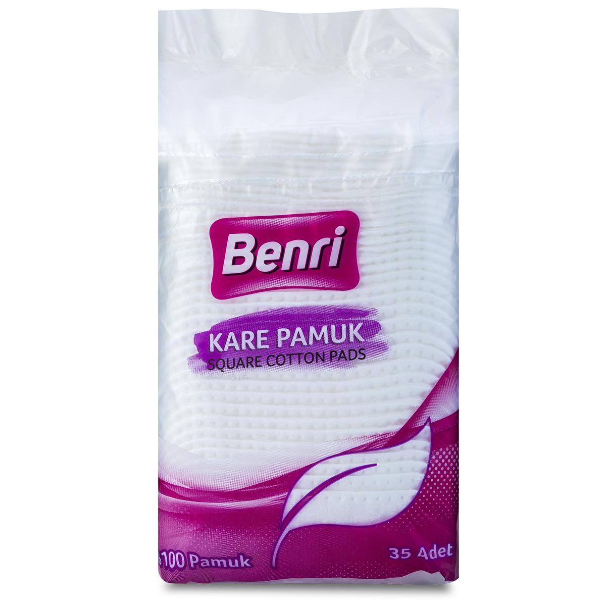 Benri Cotton Pads - Soft & Gentle Makeup Removal for Sensitive Skin, 35 Count