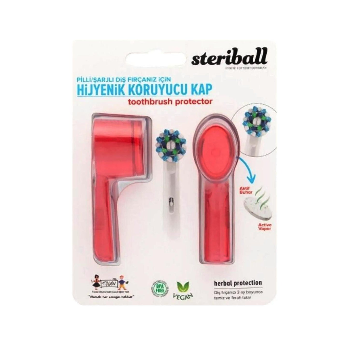Steriball Hygienic Toothbrush Holder - Red and Transparent Electric Toothbrush Container for Steriball Toothbrushes