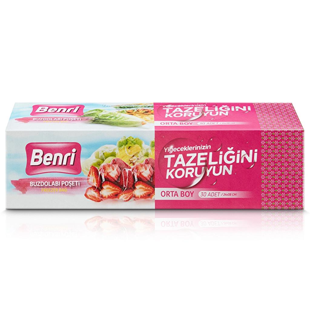 Benri Medium Freezer Bags for Food Storage 30 Count