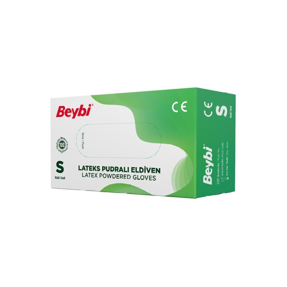 Beybi Latex Gloves Small Size - 100 Count Disposable Protective Gloves for Healthcare & Hygiene