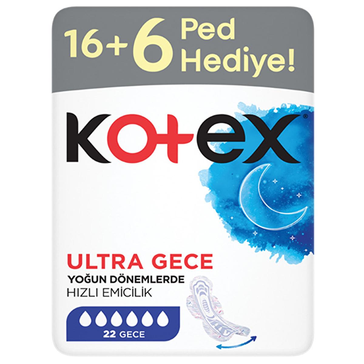 Kotex Dev Eko: Ultra Nighttime Absorbent Pads - Ultimate Feminine Hygiene & Overnight Protection, Secure & Comfortable (22 Count)
