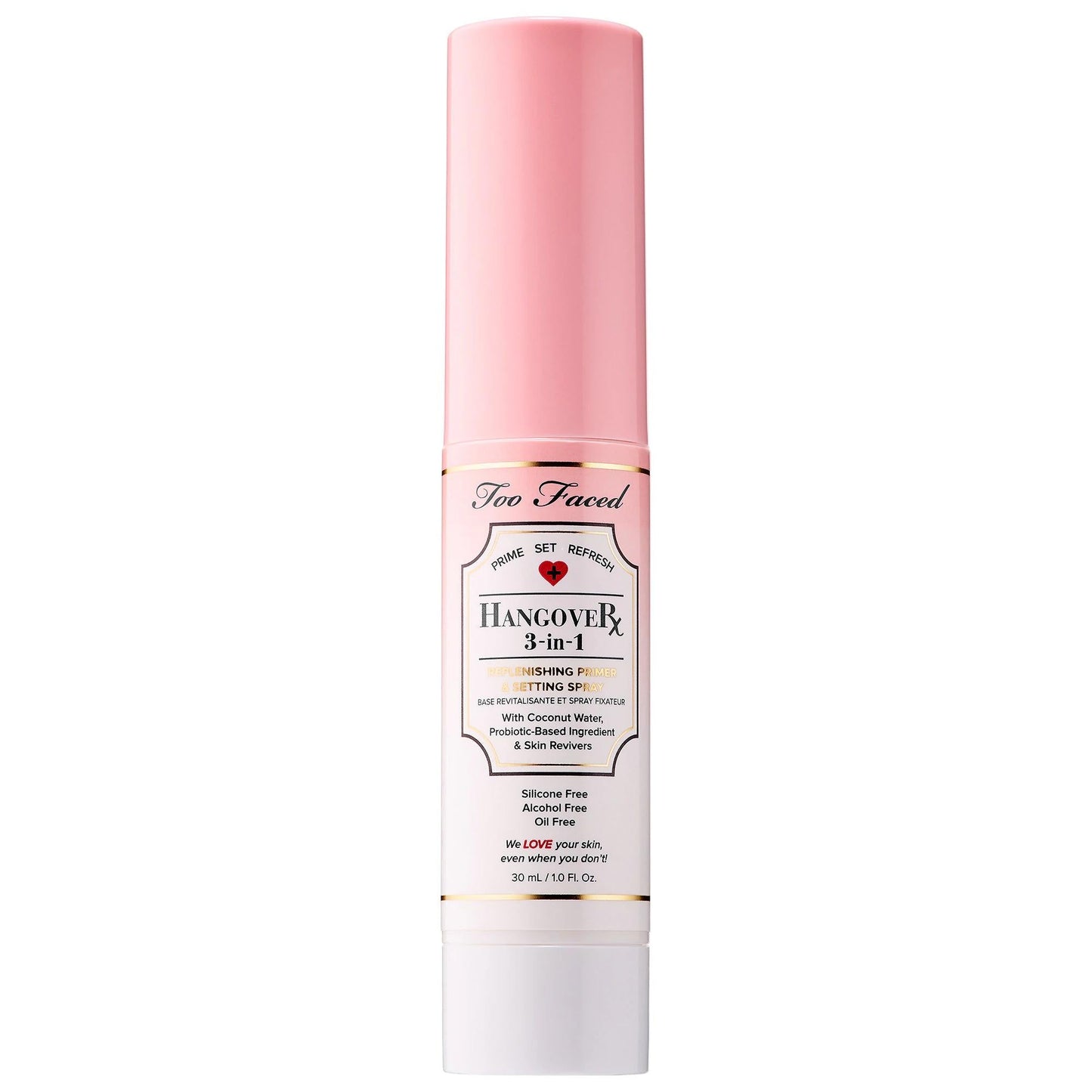 Too Faced Hangover: 3-in-1 Primer, Setting & Refreshing Spray | Coconut Water & Probiotics for Hydrated, Long-Lasting Makeup