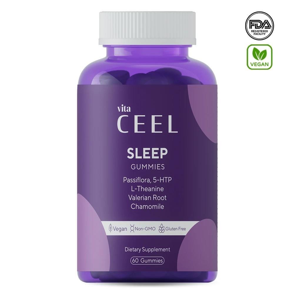 Vita Ceel Sleep Gummies for Adults - Natural with Passiflora, 5-HTP, L-Theanine - 60 Count