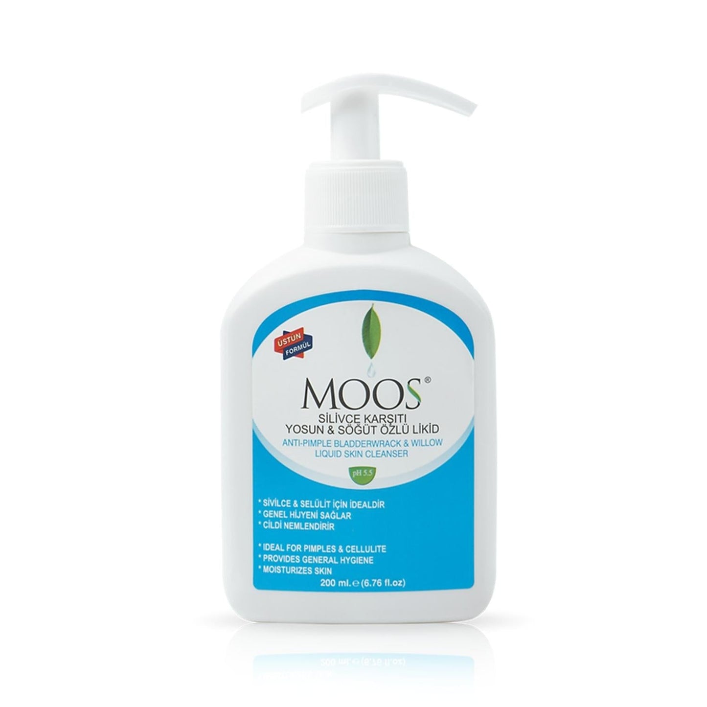 Moos Acne Cleansing Liquid with Algae & Willow Extract - 400ml, Natural Skincare for Acne-Prone Skin