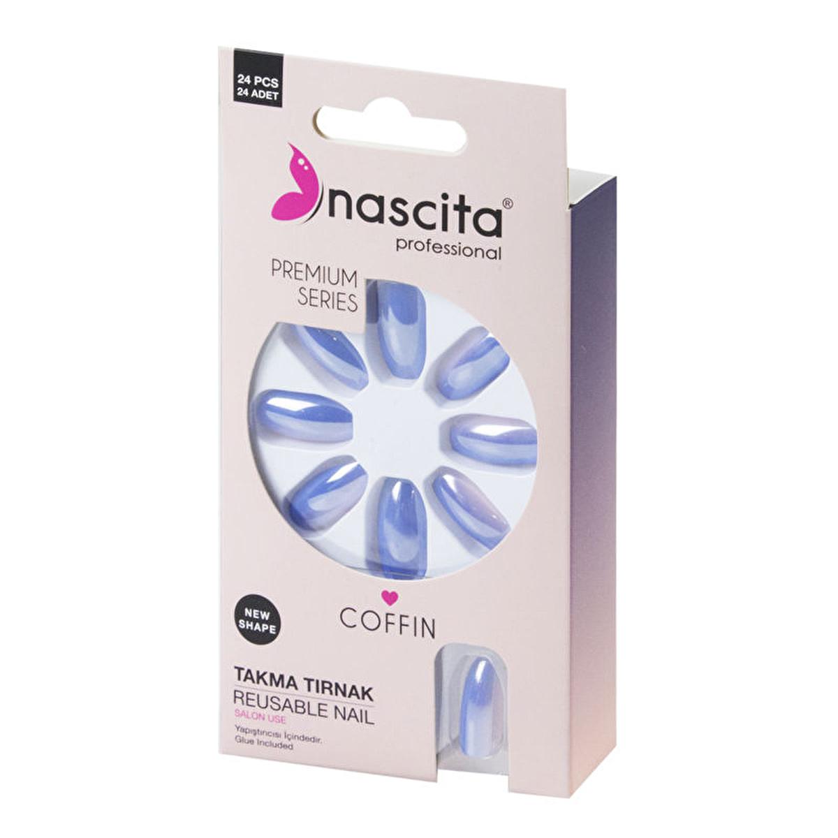 Nascita 24-Piece Colorful Coffin Artificial Nails for DIY Nail Art - Reusable & Easy to Apply