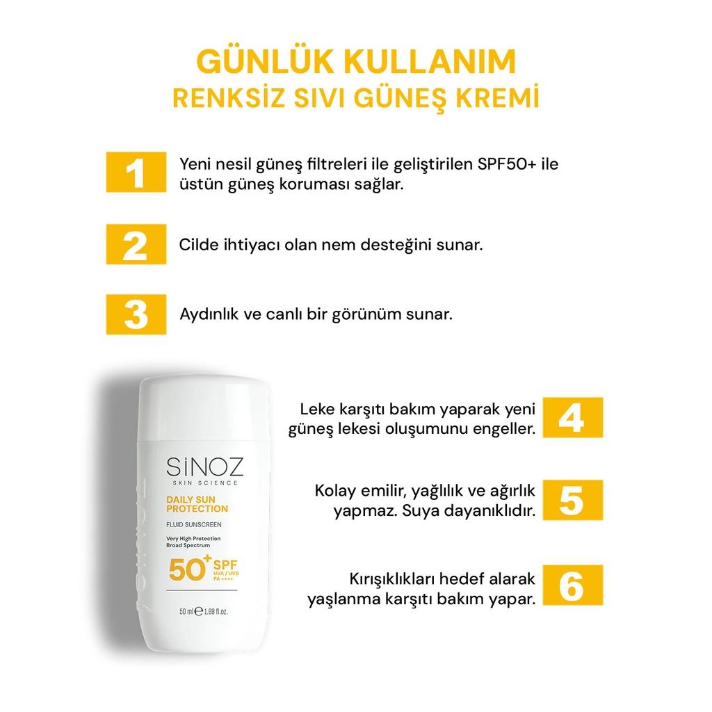 Sinoz Daily SPF 50+ Fluid Sunscreen for Hydrated Skin 50 ml